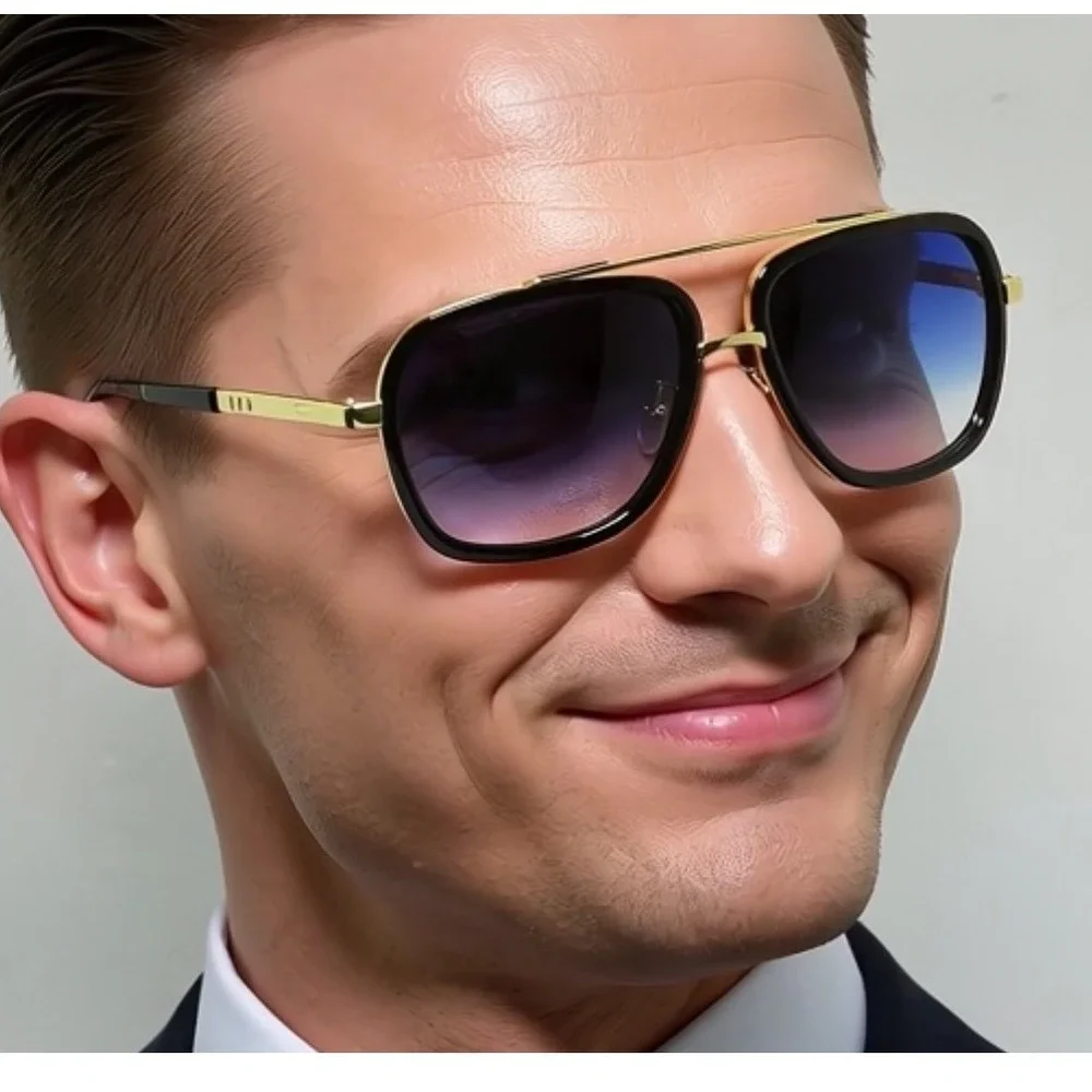 Rectangular Sunglasses Retro Classic Driving Outdoor Style Trendy Demi Pilot New